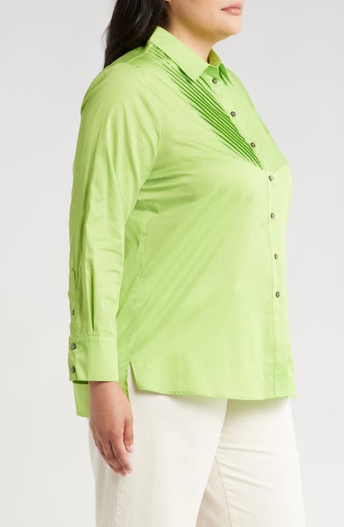 Shop Harshman Kaliyah Pleated Button-up Shirt In Green