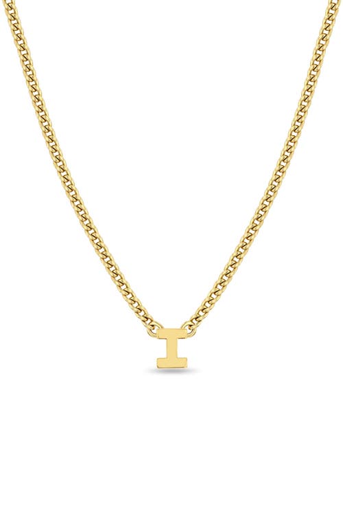 Zoë Chicco Curb Chain Initial Pendant Necklace In Yellow Gold