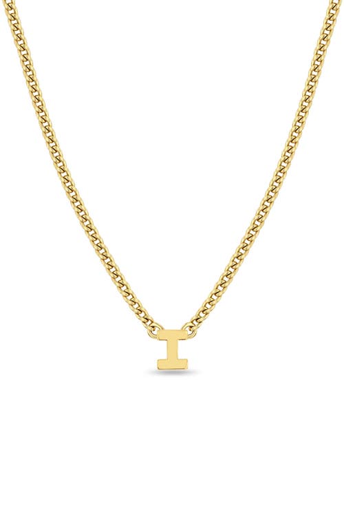 Zoë Chicco Curb Chain Initial Pendant Necklace in Yellow Gold-I at Nordstrom, Size 16