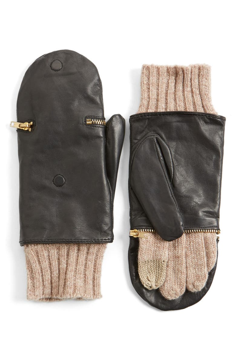 Echo 'Touch Glitten' Knit & Leather Gloves Nordstrom