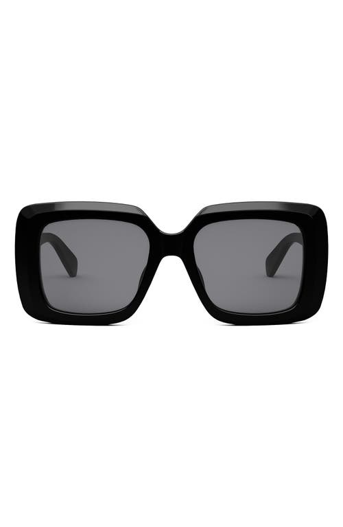 Shop Celine Bold 3 Dots Square Sunglasses In Shiny Black/smoke