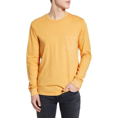 Rvca Pigment Dyed Long Sleeve Pocket T-Shirt, Orange
