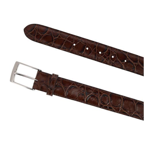 Shop Trafalgar Toby Mock Turtle Embossed Italian Leather 35mm Belt In Brown