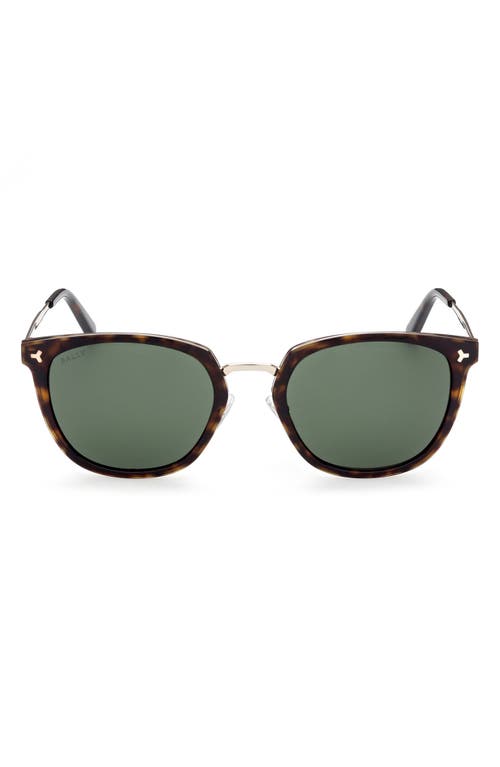 Bally 56mm Round Sunglasses in Dark Havana /Green