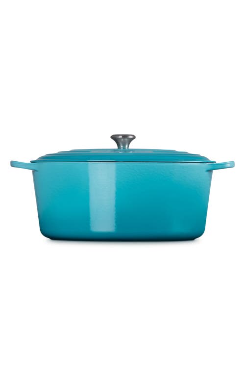 Shop Le Creuset Signature 15 1/2-quart Oval Enamel Cast Iron French/dutch Oven In Caribbean