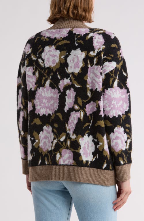 Gemma + Jane Oversize Floral Jacquard Cardigan In Lavender Multi