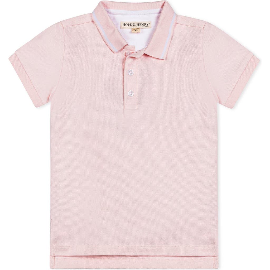 Hope & Henry Boys' Organic Short Sleeve Knit Pique Polo Shirt, Infant In Pink
