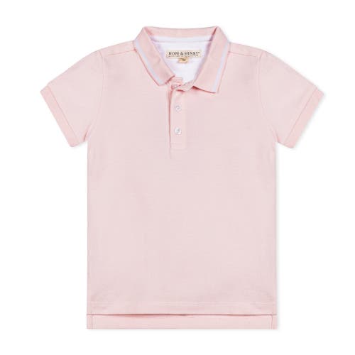 Hope & Henry Boys' Organic Short Sleeve Knit Pique Polo Shirt, Kids In Pale Pink