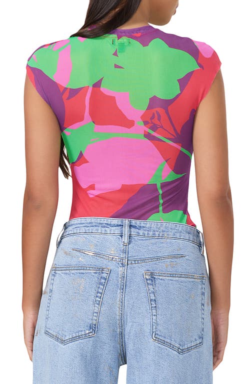 Shop Afrm Nina Print Cap Sleeve Mesh Top In Graphic Floral