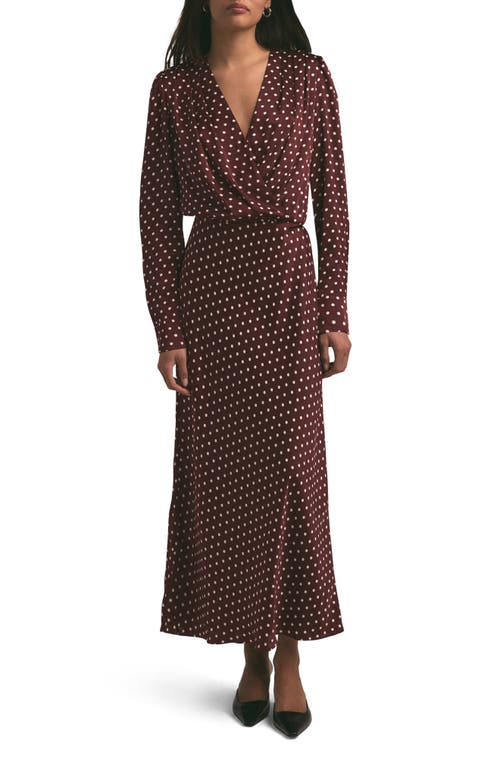 Shop Favorite Daughter The Nita Long Sleeve Satin Maxi Dress In Sangria Ditsy Dot