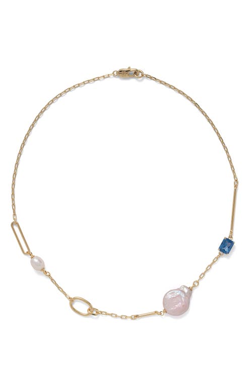 Lady Grey Nova Necklace in Gold/Blue Zircon/Blush Pearl at Nordstrom