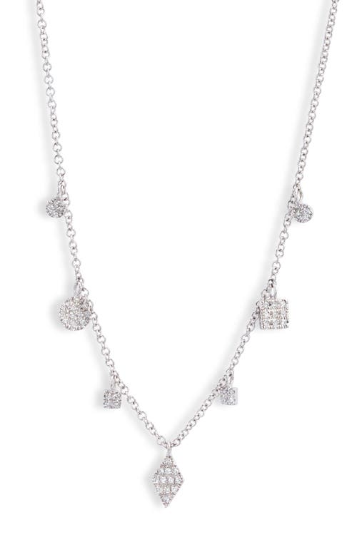 Diamond Charms Necklace in White Gold
