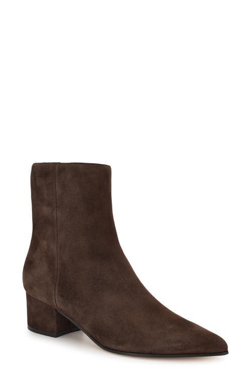 Shop Nine West Maribu Pointed Toe Bootie In Dark Brown Suede