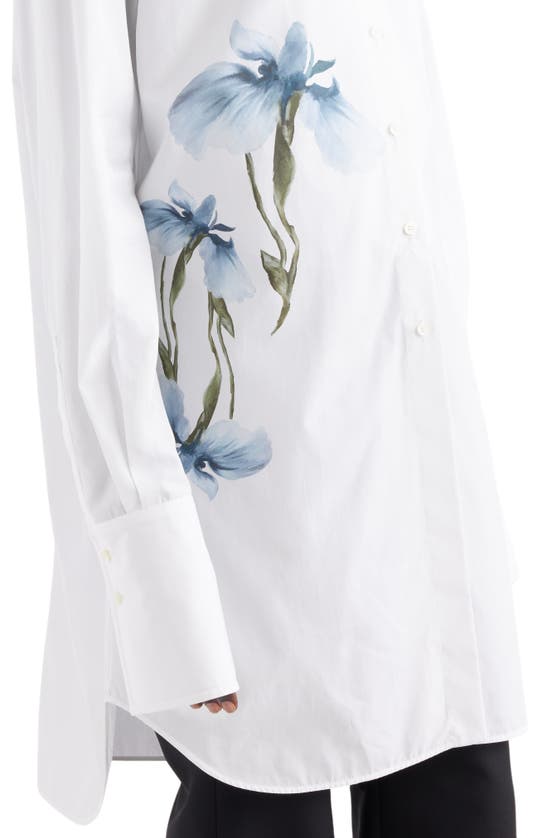 Shop Givenchy Oversize Iris Print Cotton Button-up Shirt In White