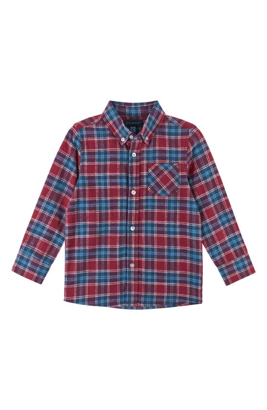 Shop Andy & Evan Kids' Textured Plaid Shirt In Red Blue Plaid