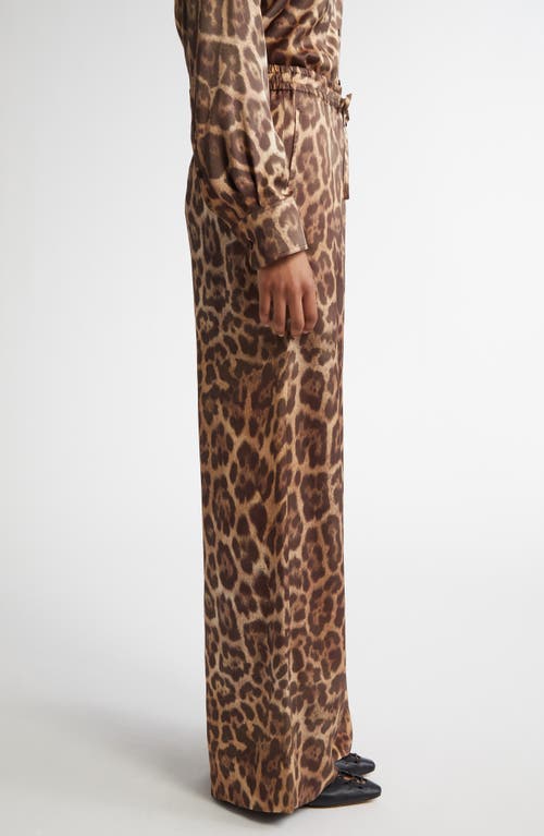 Shop Stella Mccartney Leopard Print Pajama Pants In Multicolor Brown