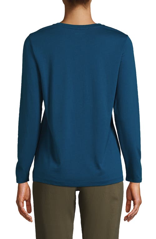 Shop Lands' End Relaxed Supima Cotton Long Sleeve Crew Neck T-shirt In Baltic Teal