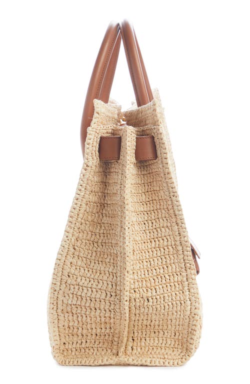 Shop Saint Laurent Medium Sac De Jour Raffia Top Handle Bag In Naturel/brick