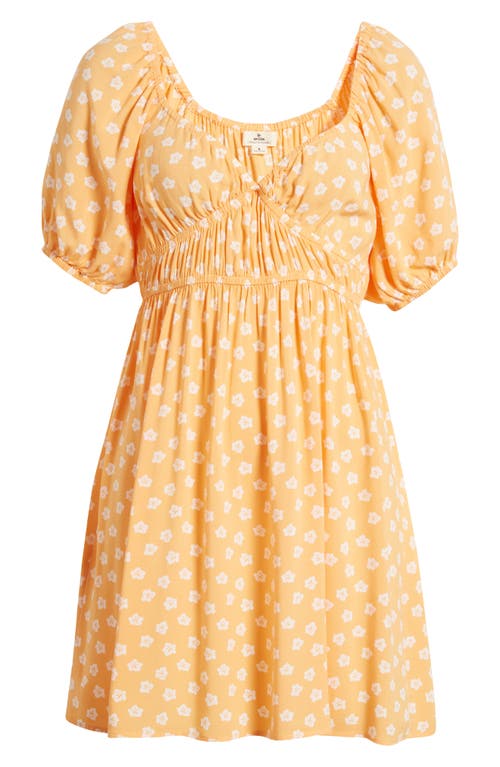 Shop Rip Curl High Tide Floral Puff Sleeve Dress In Peach