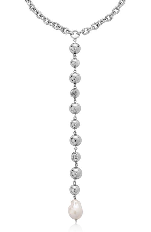 Ettika Silver Plated Deep Drop Lariat Necklace In Silver