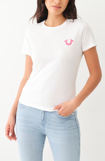 True Religion Brand Jeans Puff Print Cotton Graphic T-shirt In White