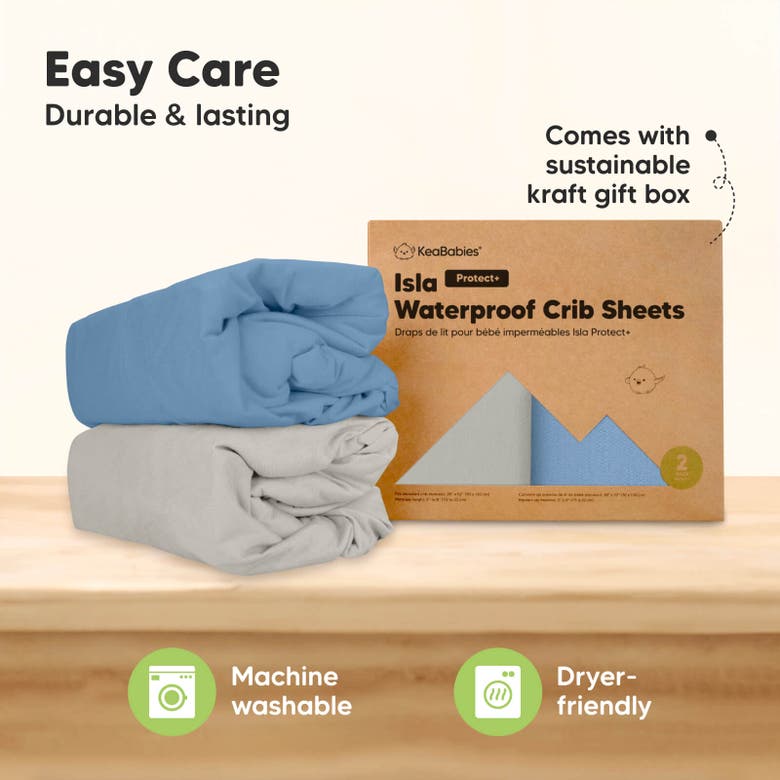 Shop Keababies 2-pack Isla [protect+] Waterproof Crib Sheets In Slate