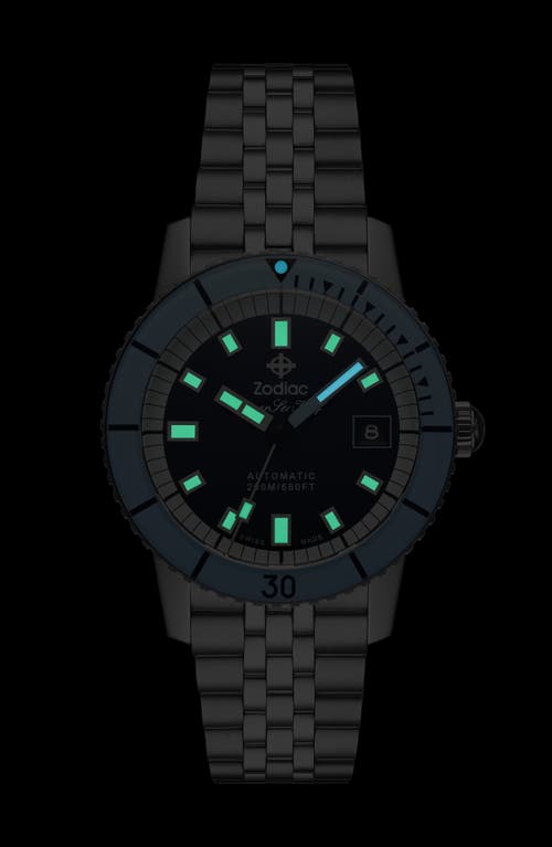 Zodiac Compression Diver Automatic Stainless Steel Watch, 40mm In Silver