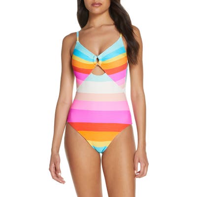 Trina Turk Sunrise Stripe One-Piece Swimsuit, Pink