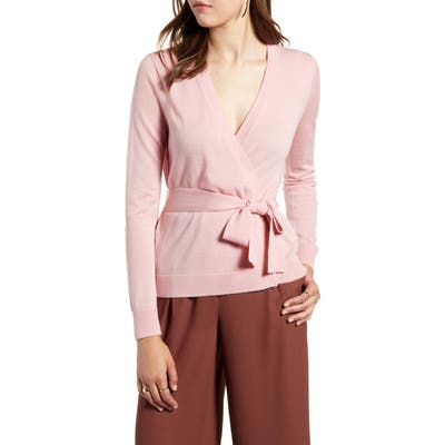 Plus Size Halogen Tie Waist Cardigan, Pink