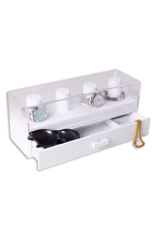 Bey-berk Wood & Acrylic Watch Case In White