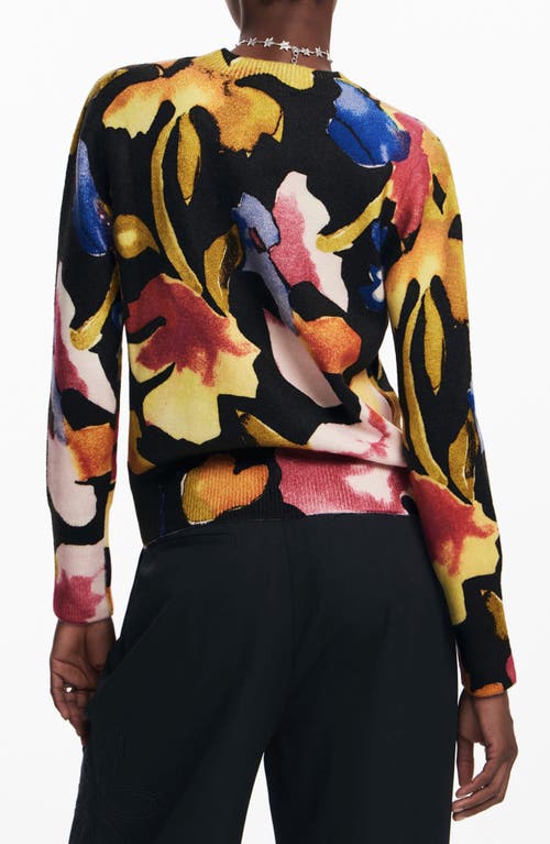 Desigual Abbotsford Floral Crewneck Sweater In Black