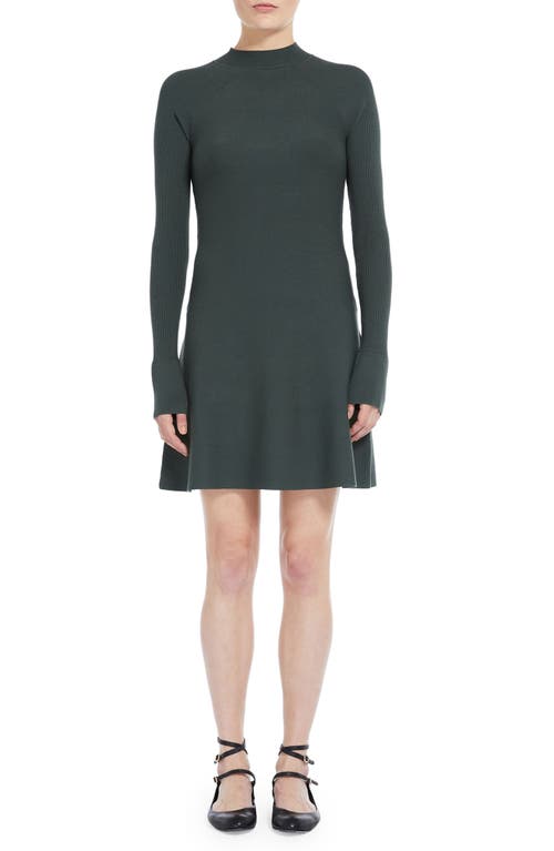 Pireo Long Sleeve Sweater Dress in Dark Green