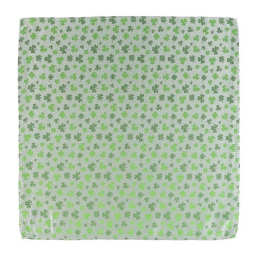 Trafalgar White Shamrock Novelty Silk 12x12 Pocket Square In White