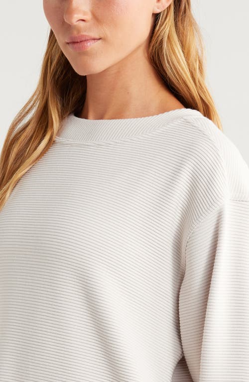 Shop Zella Kick Back Ottoman Knit Sweatshirt In Grey Moonbeam