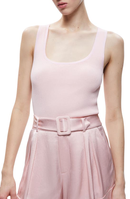 Alice And Olivia Amberly Deep Scoop Tank In Pink