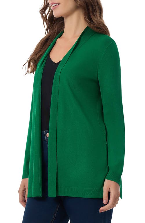 Shop Jones New York Open Front Cardigan In Deep Clover