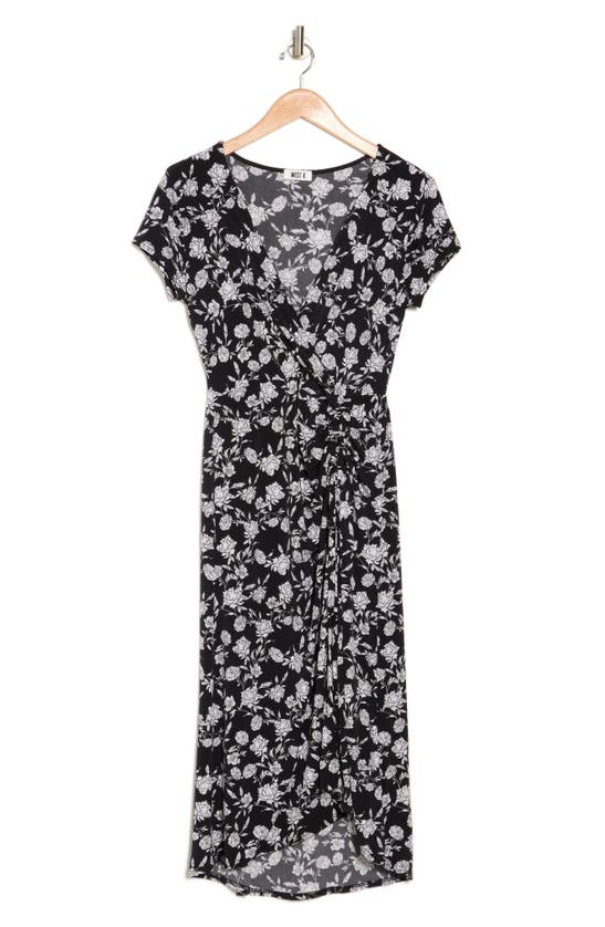 West Kei Floral Print Wrap Midi Dress In Black/ White | ModeSens