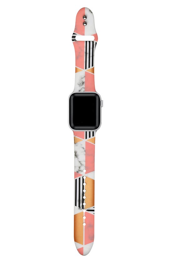 Shop The Posh Tech Posh Tech Patterned Silicone Apple Watch Band, 38mm In Coral Geometric