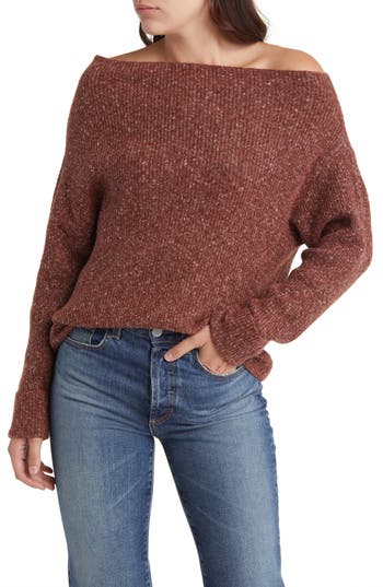 Treasure & Bond One-shoulder Rib Sweater In Brown
