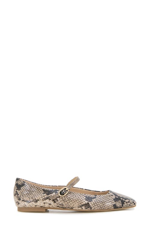 Kenneth Cole Jasper Snakeskin Embossed Mary Jane Flat In Taupe Snake