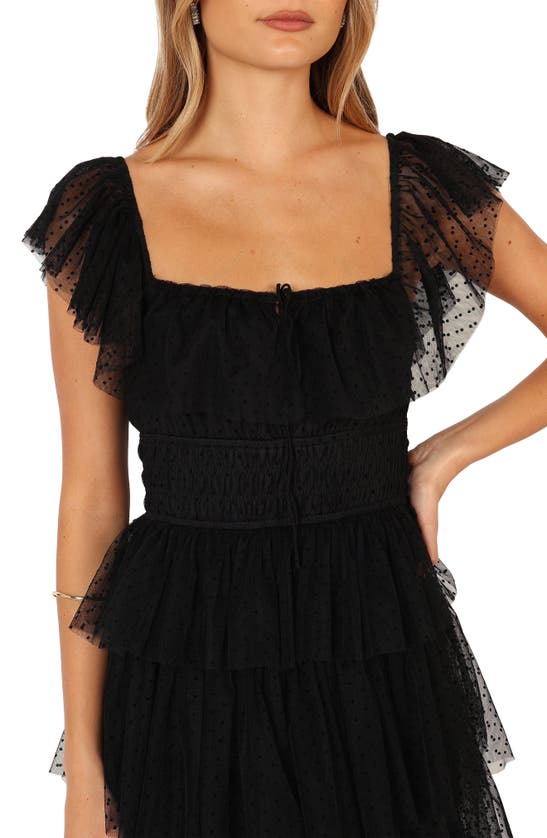 Petal And Pup Petal & Pup Belle Swiss Dot Tulle Tiered Maxi Dress In Black