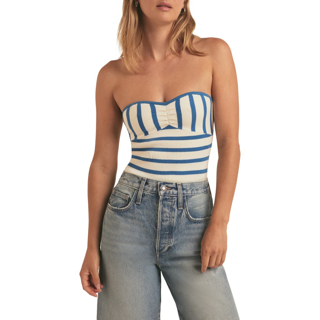Favorite Daughter The Athena Bustier Top In French Blue/ivory