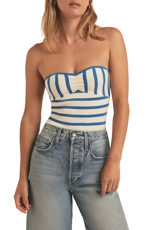 The Athena Bustier Top in French Blue/Ivory