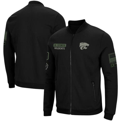 Men's Colosseum Black Kansas State Wildcats OHT Military Appreciation High-Speed Bomber Full-Zip Jacket