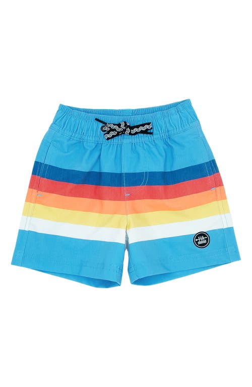 Feather 4 Arrow Kids' Vintage Stripe Volley Swim Trunks Blue Grotto at Nordstrom,