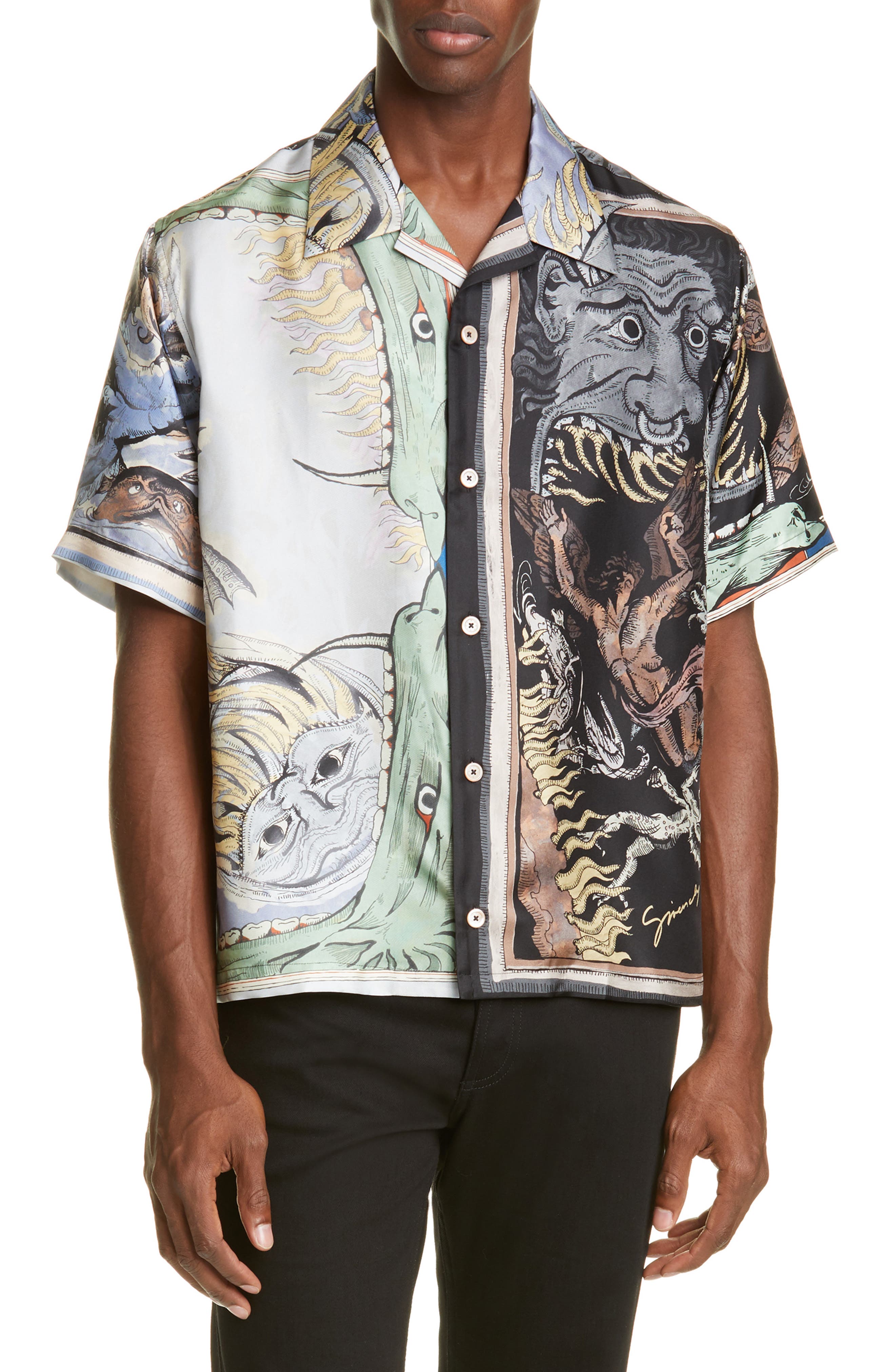 Givenchy Icarus Print Button-Up Silk 