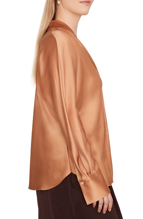 VINCE VINCE FITTED SILK BUTTON-UP BLOUSE 