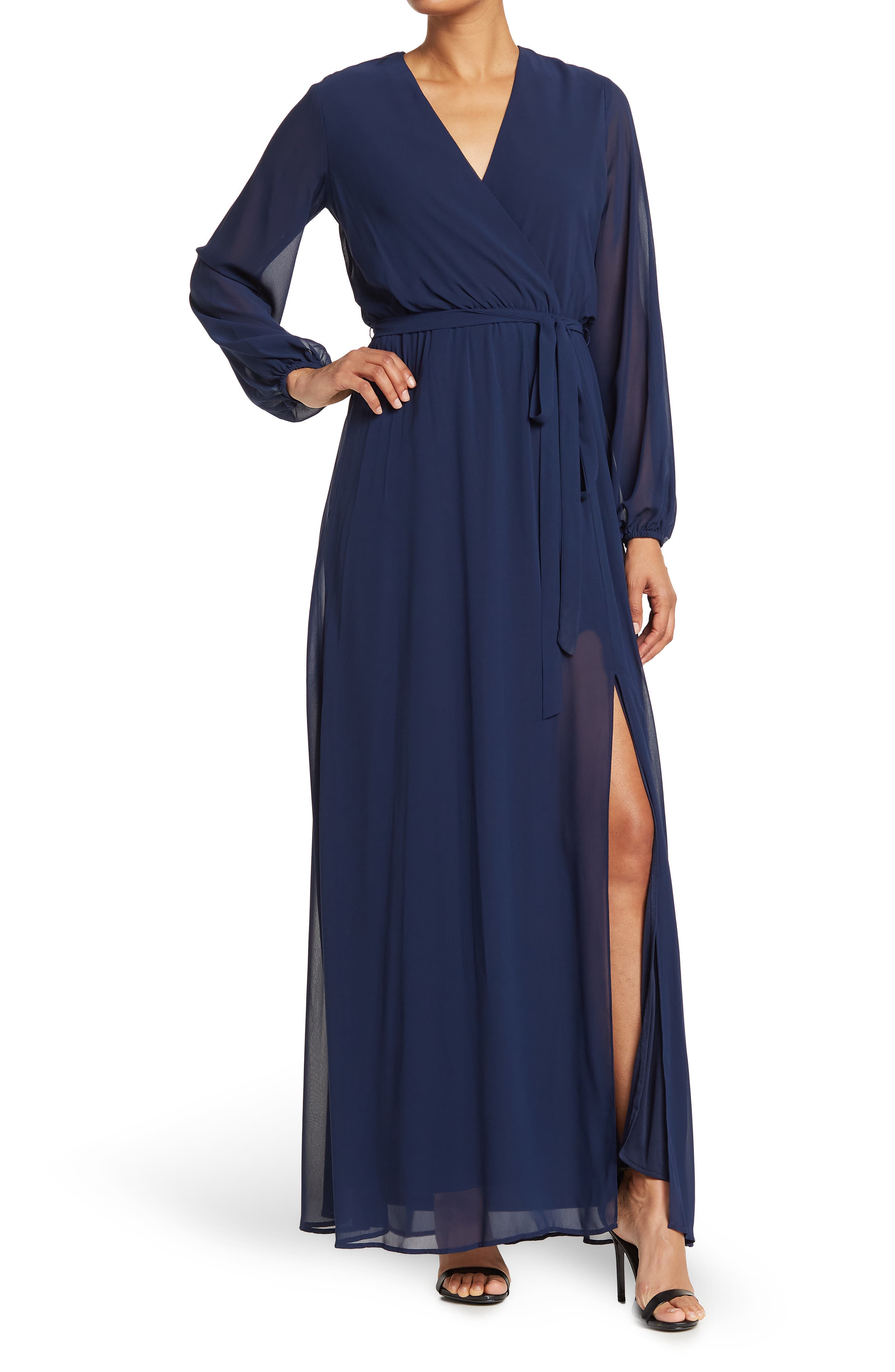 long sleeve chiffon maxi