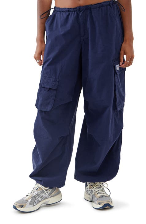 Woman Within 100% Cotton Blue Cargo Pants Size 30W (Plus) - 78