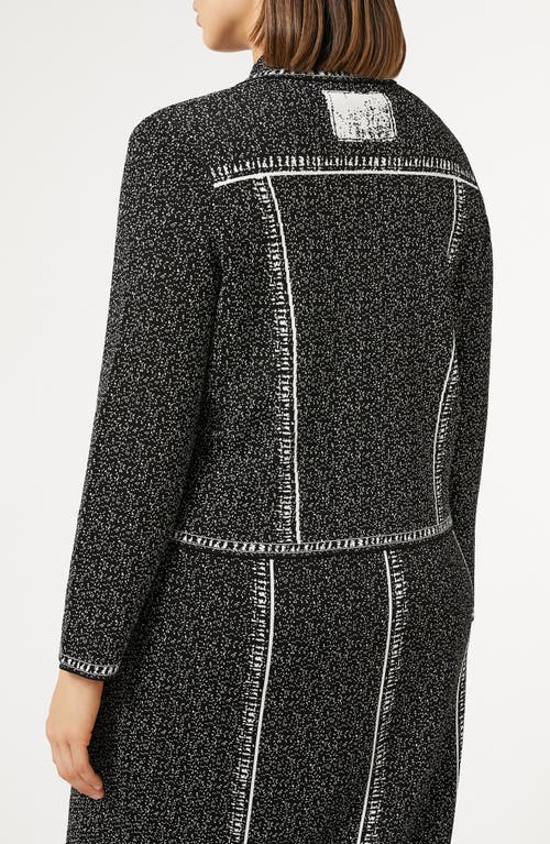 Shop Marina Rinaldi Fiodi Crop Knit Jacket In Black White